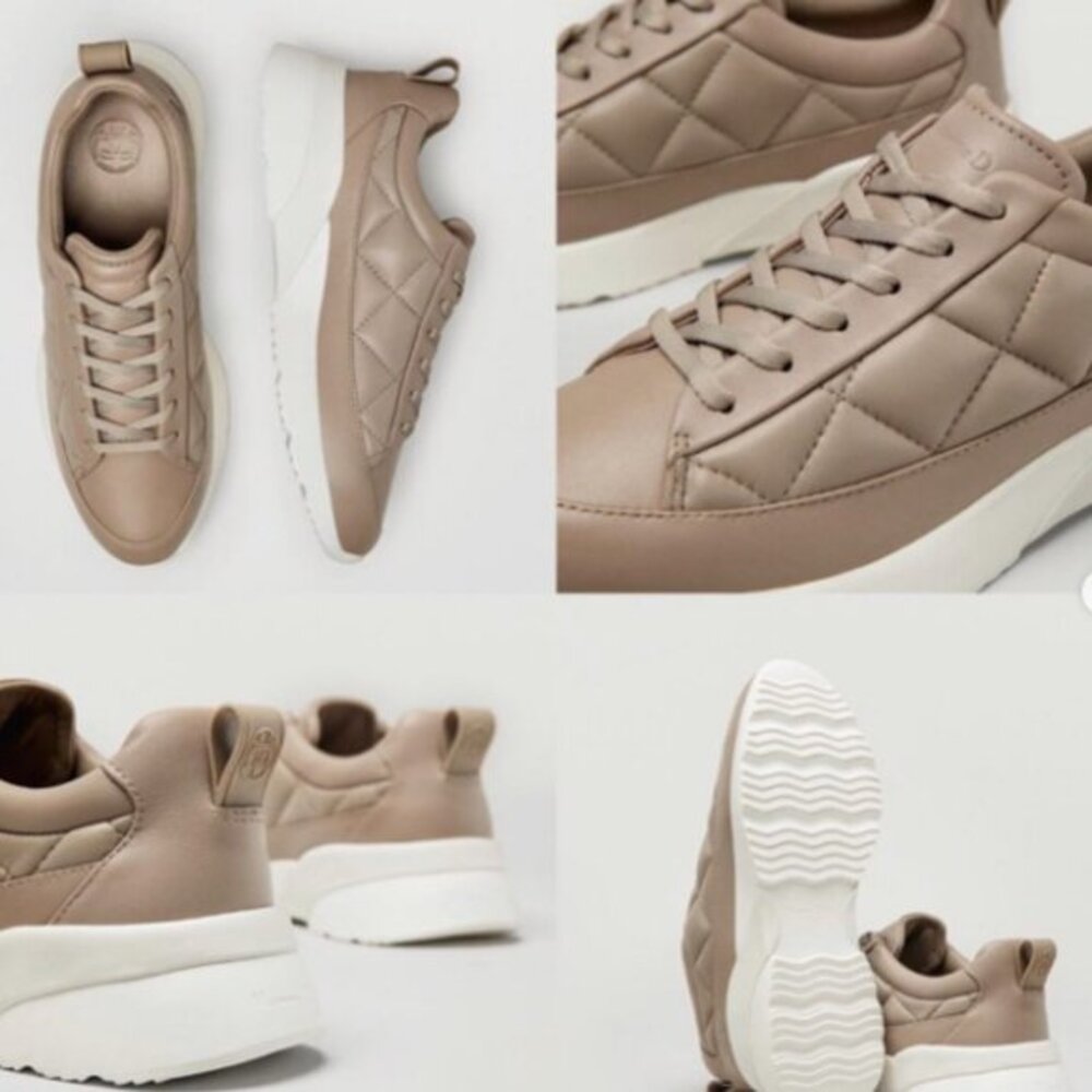 Massimo Dutti Padded brown leather trainers Size: 7½